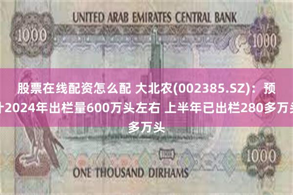 股票在线配资怎么配 大北农(002385.SZ)：预计2024年出栏量600万头左右 上半年已出栏280多万头