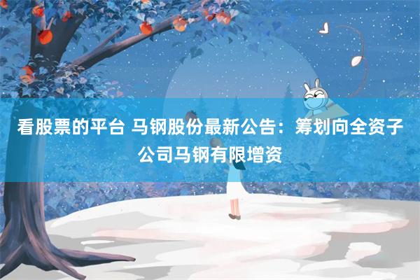 看股票的平台 马钢股份最新公告：筹划向全资子公司马钢有限增资